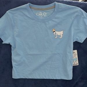 GOAT Cropped T-Shirt in light blue.  Adult Size Small